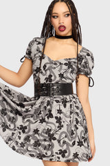 Venomous Rose Puffed Sleeve Mini Dress Killstar / Womens