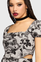 Venomous Rose Puffed Sleeve Corset Top Killstar / Womens