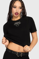 Gaia Adorned Embroidered T Shirt Killstar / Womens