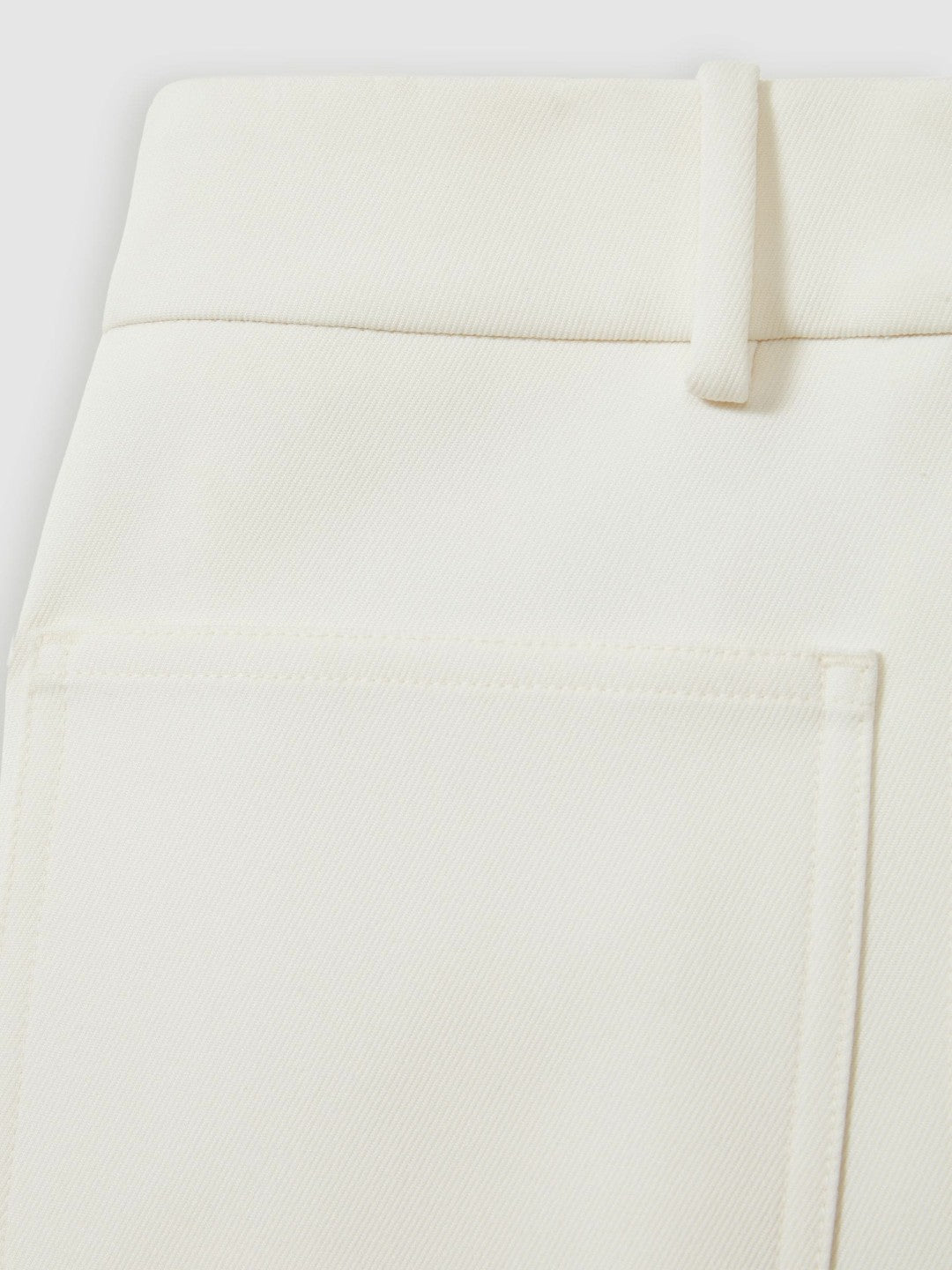 Reiss Twill Patch-Pocket Flared Trousers in Cream