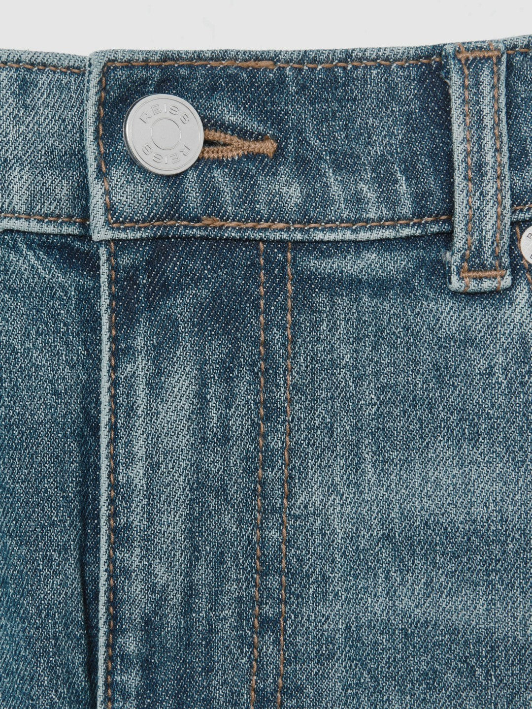 Reiss Cotton-Stretch Slim-Fit Jeans in Washed Indigo Green Cast