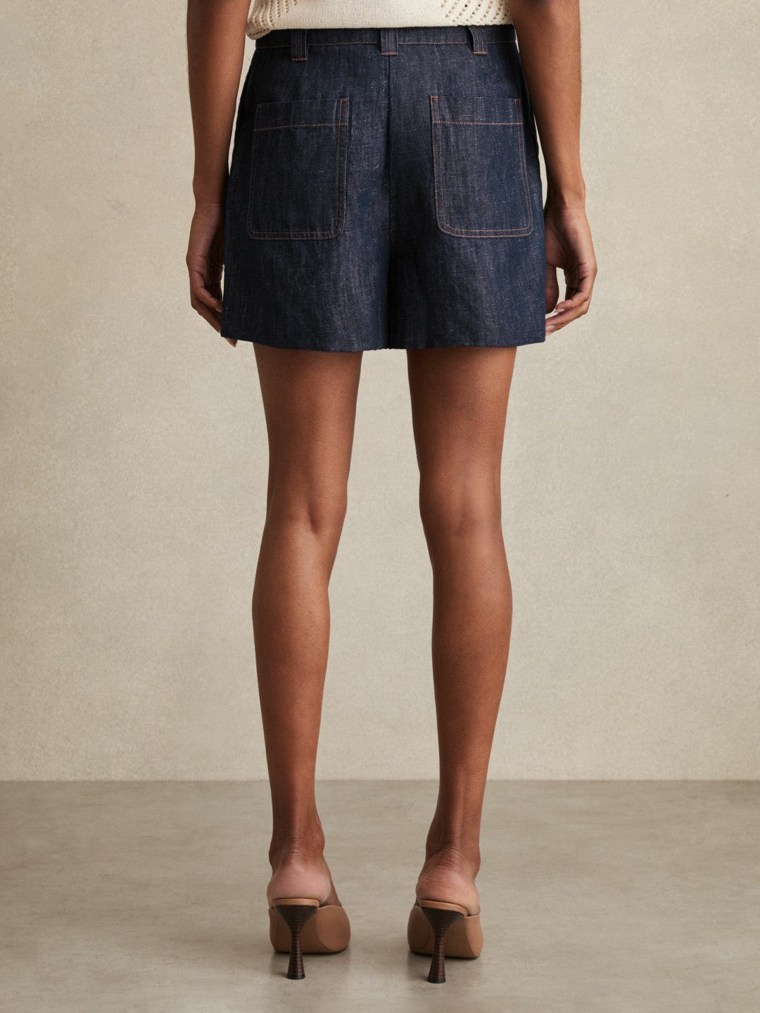 Reiss Linen Shorts in Indigo