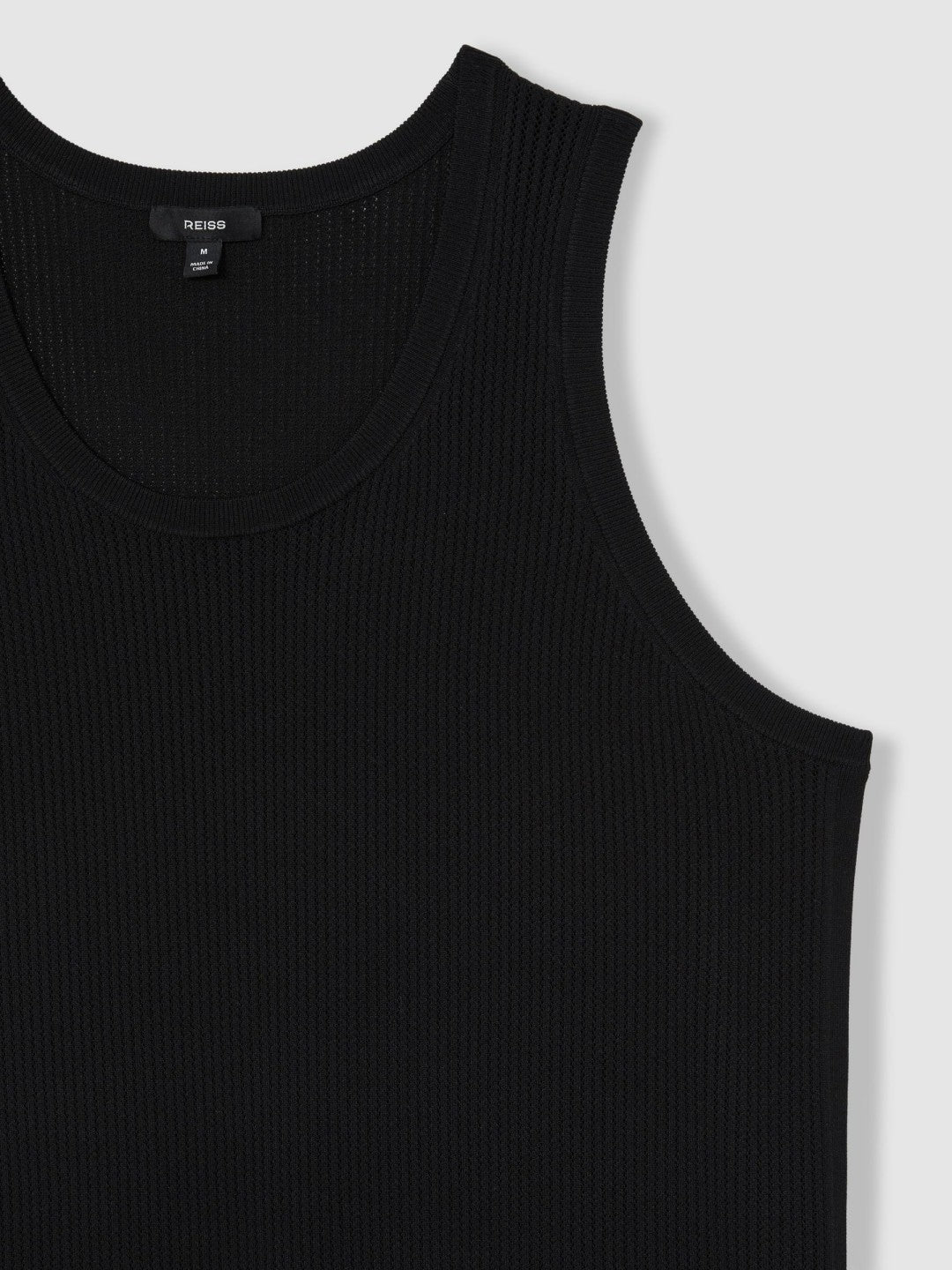 Reiss Textured Crew Neck Ribbed Vest in Black