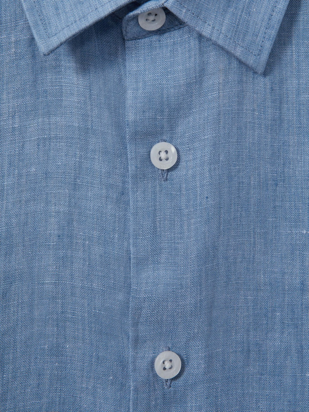 Reiss 9-13 yrs Short Sleeve Linen Shirt in Sky Blue