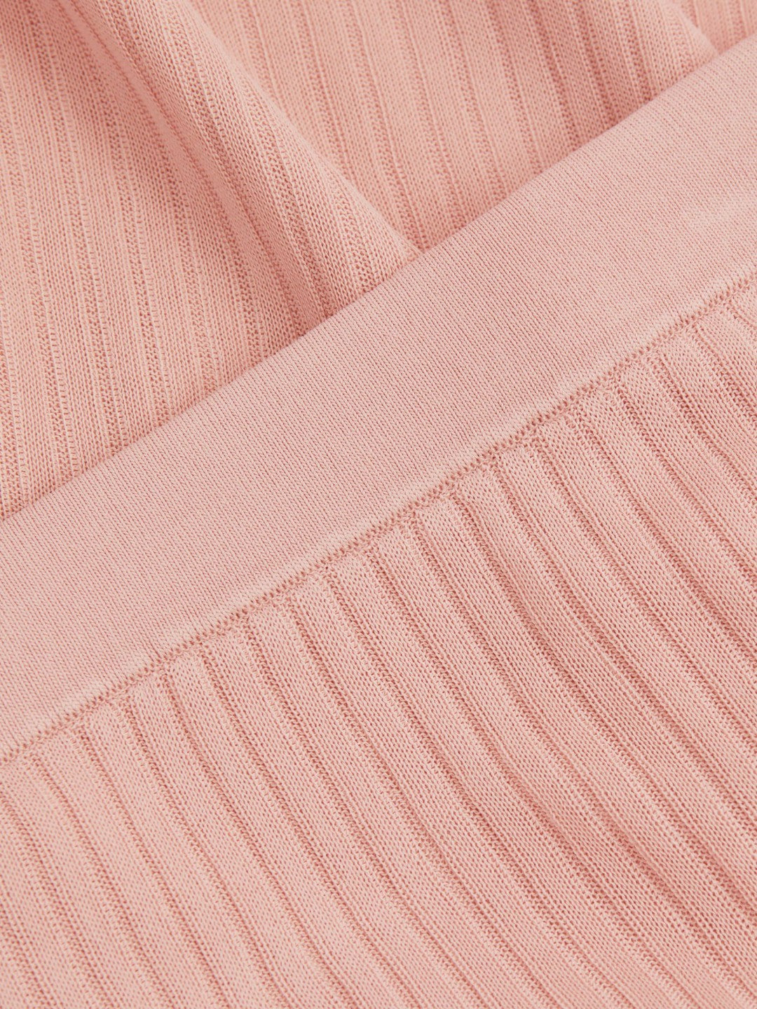 Reiss Carrie Pink Anna Quan Sheer Ribbed Knitted Midi Skirt