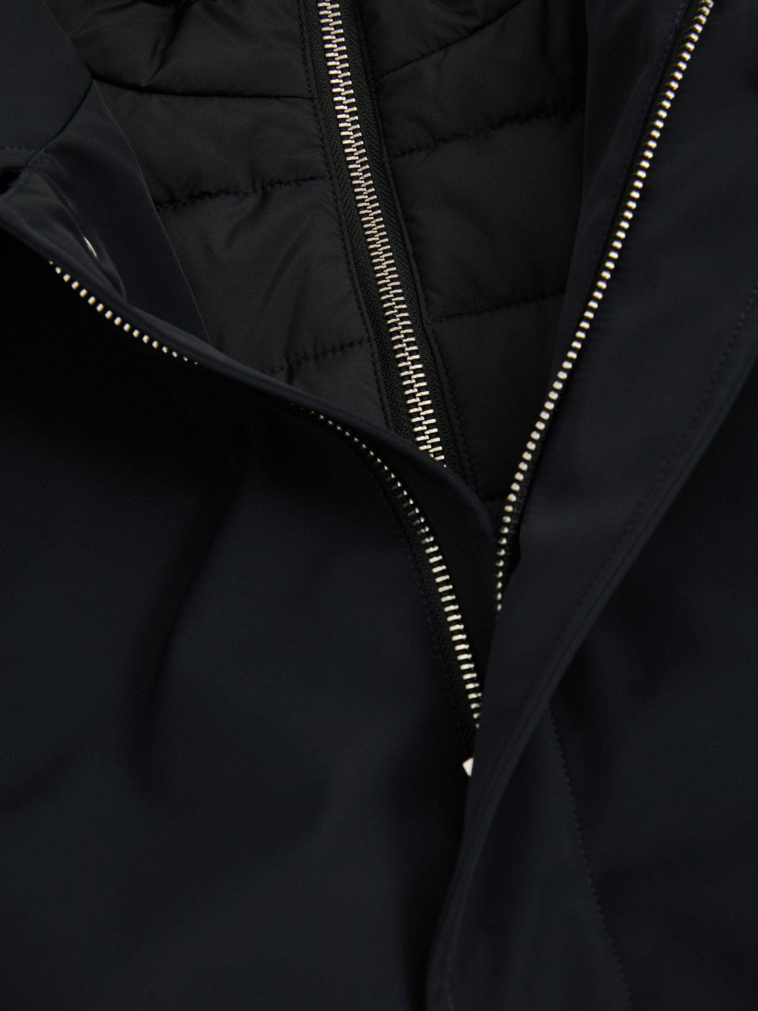 Reiss Hybrid Removable Funnel Neck Overcoat in Navy