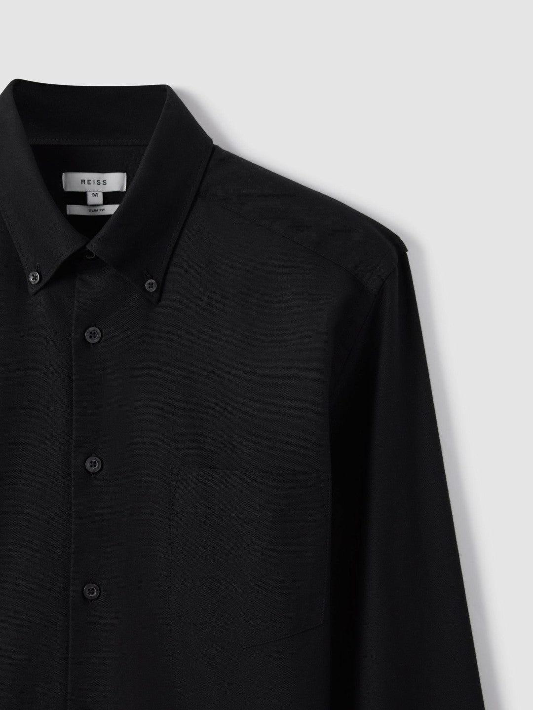 Reiss Slim-Fit Button-Down Collar Cotton Oxford Shirt in Black