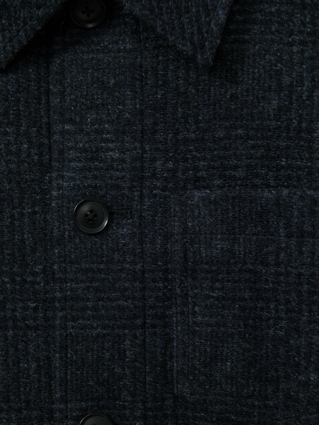 Reiss Checked Button Through Worker Jacket in Navy Melange