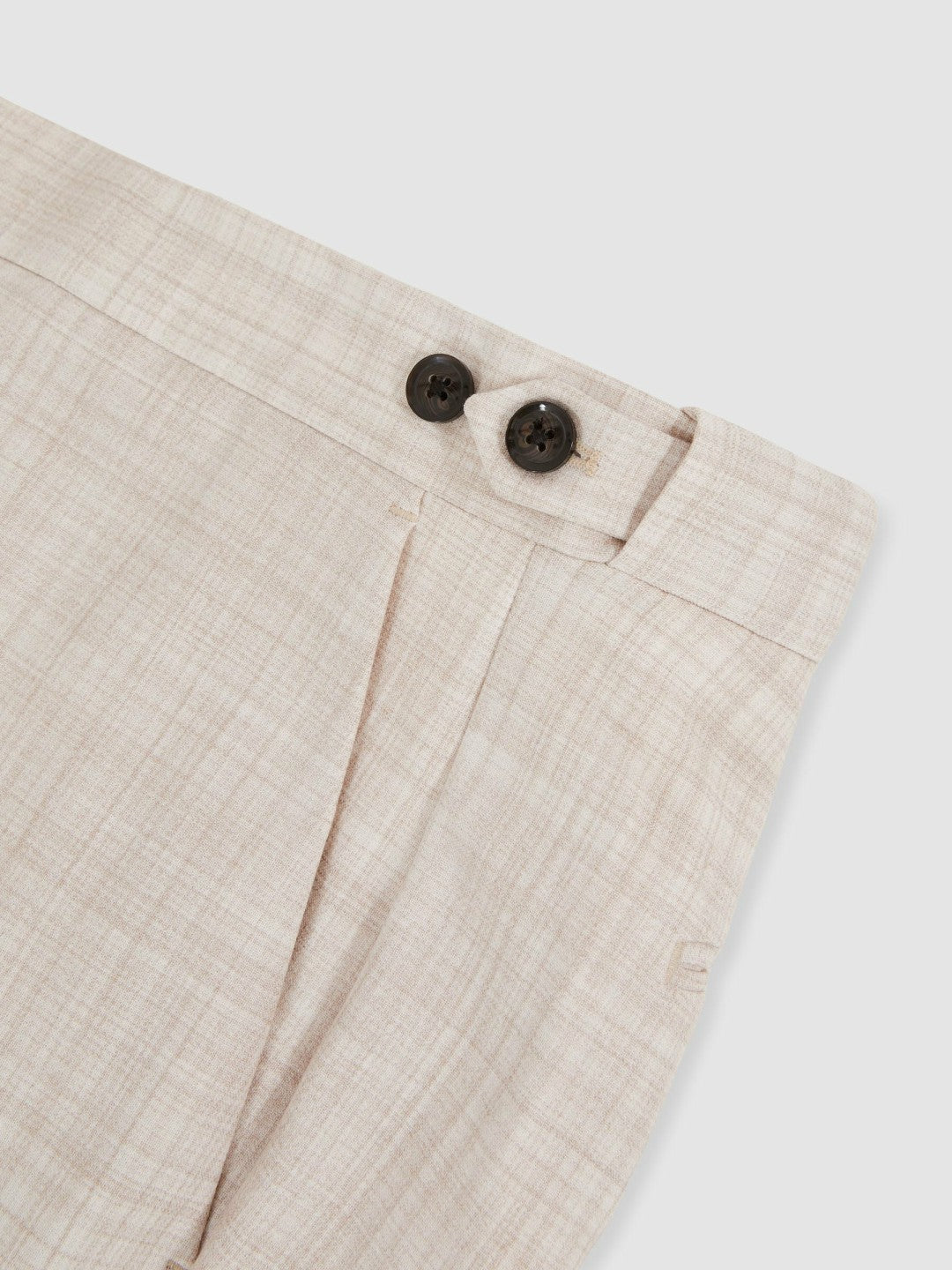 Reiss Check Regular-Fit Suit Trousers in Stone