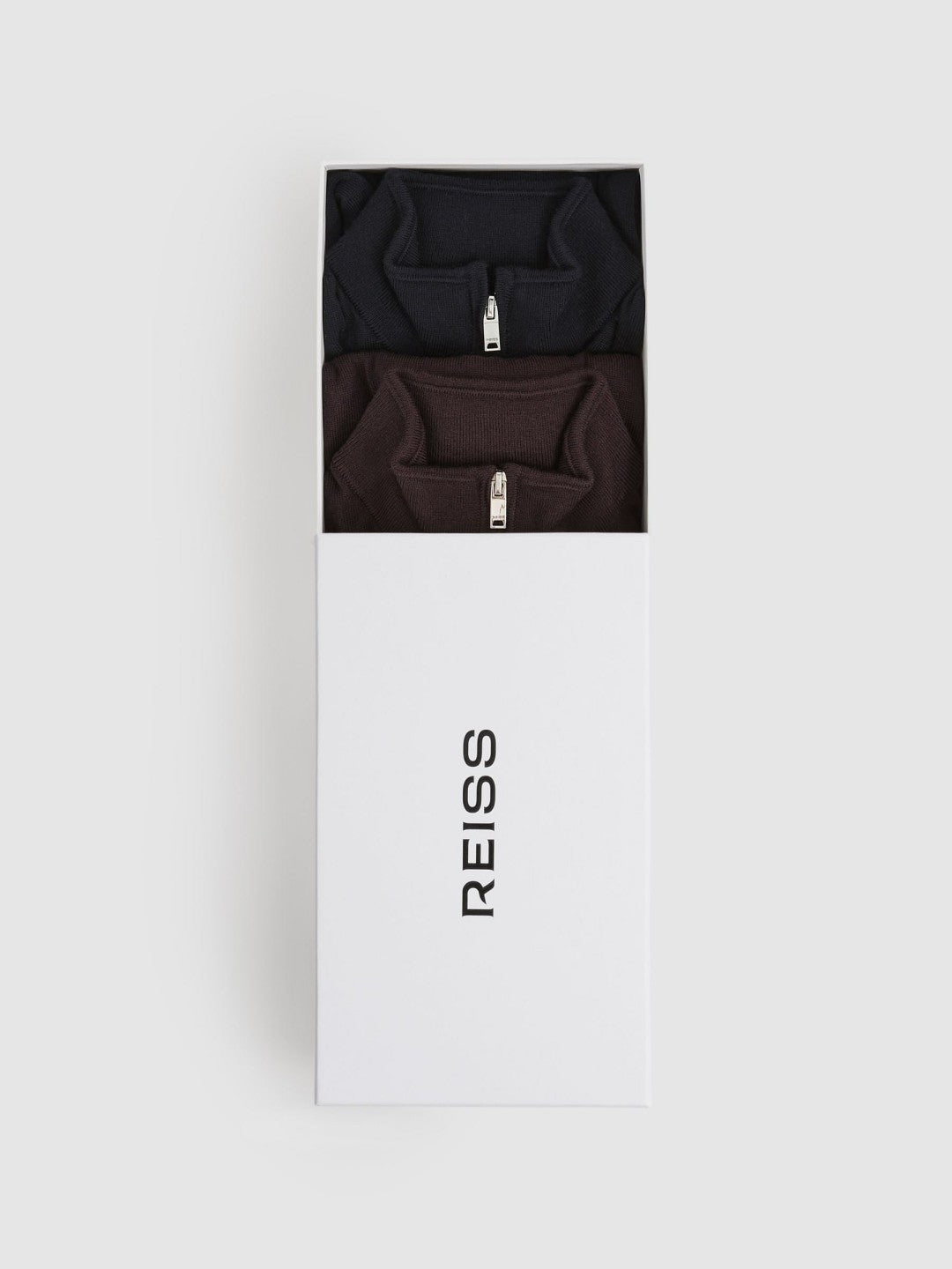 Reiss 9-13 yrs Two Pack Of Merino Wool Zip-Neck Jumpers in Navy/Dark Bordeaux
