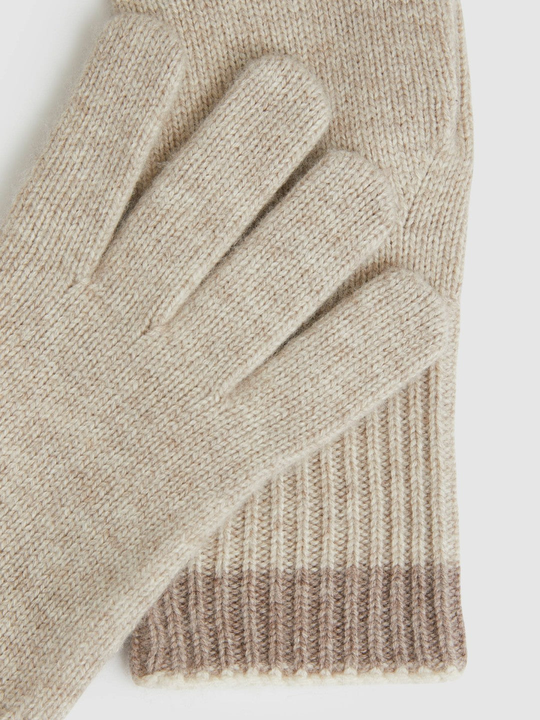Reiss Wool Blend Tipped Gloves in Taupe