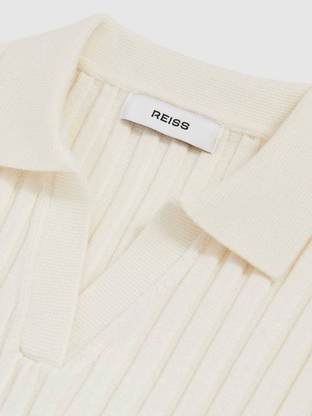 Reiss 4-9 yrs Rib-Knit Polo Top in Ivory