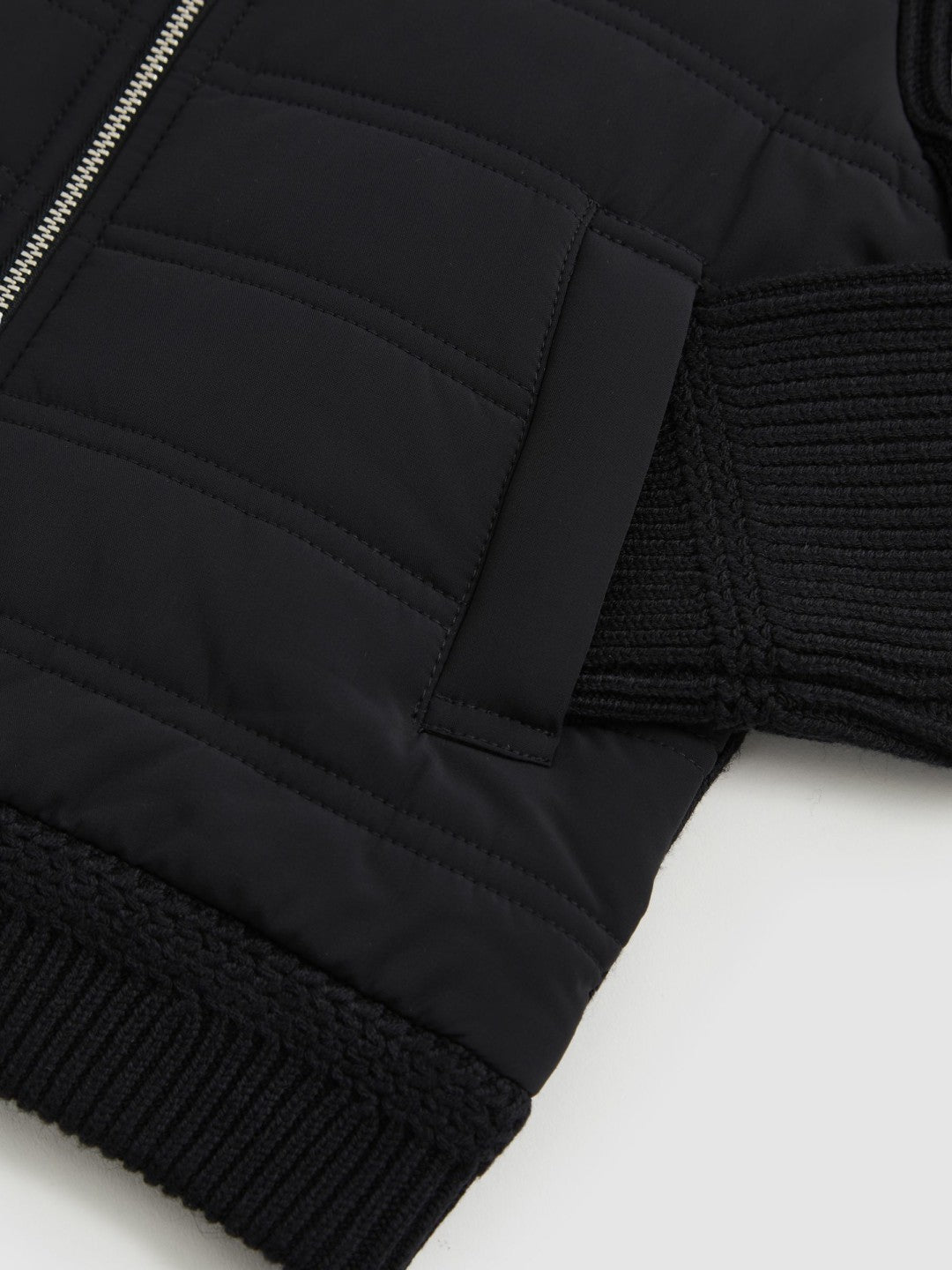 Reiss 9-13 yrs Hybrid Quilt and Knit Zip Through Jacket in Navy