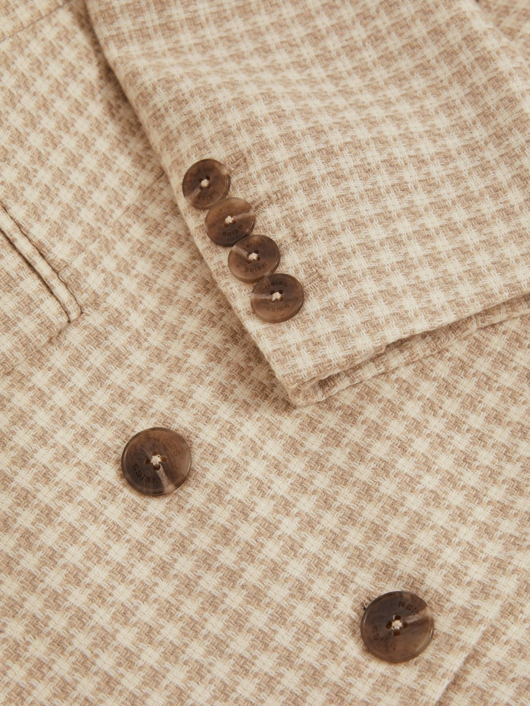 Reiss Double Breasted Check Blazer With Wool in Neutral Check