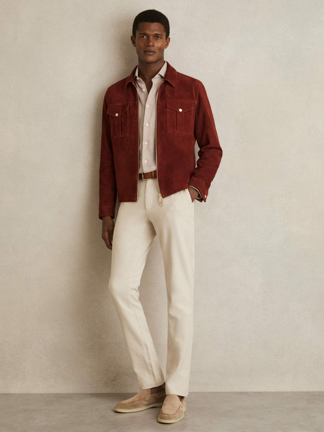 Reiss Cotton-Piqué Slim-Fit Chinos in Off White