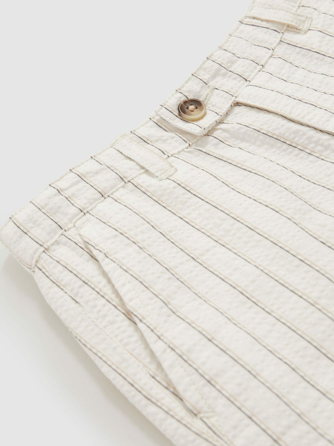 Reiss 9-13 yrs Cotton Pinstripe Trousers Regular-Fit in Off White/Taupe Brown