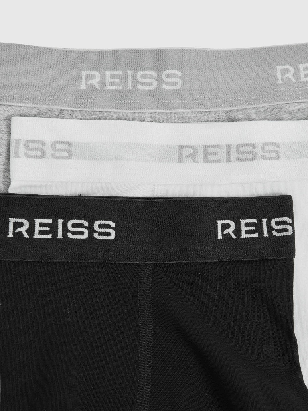 Reiss 9-13 yrs Stretch-Cotton Logo-Waistband Boxer Shorts 3 Pack in White/Grey/Black