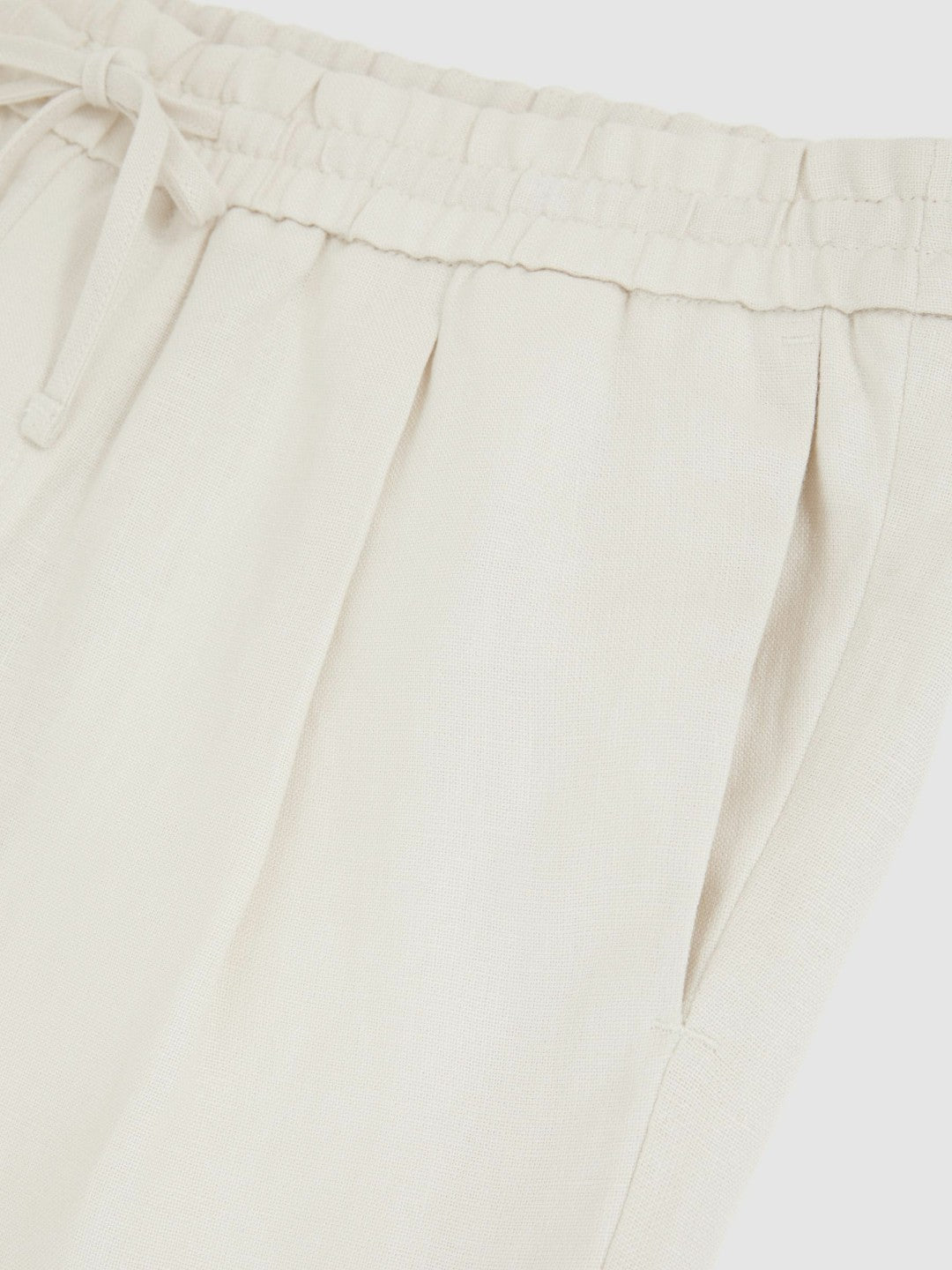 Reiss Linen Drawstring Shorts in Stone