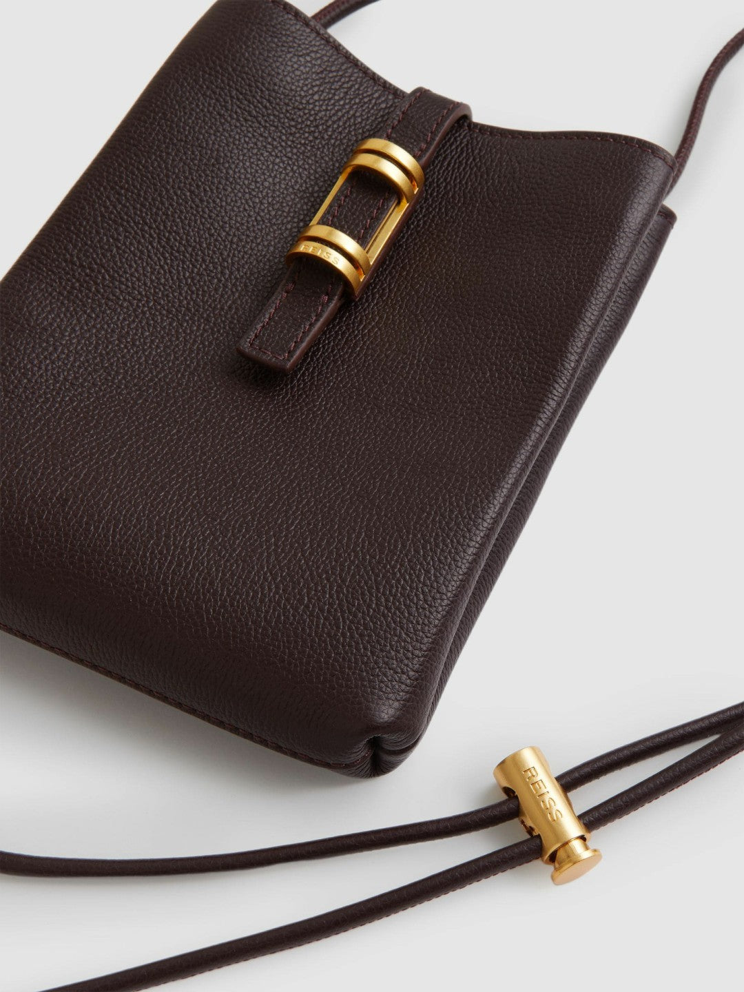 Reiss Leather Phone Holder in Oxblood