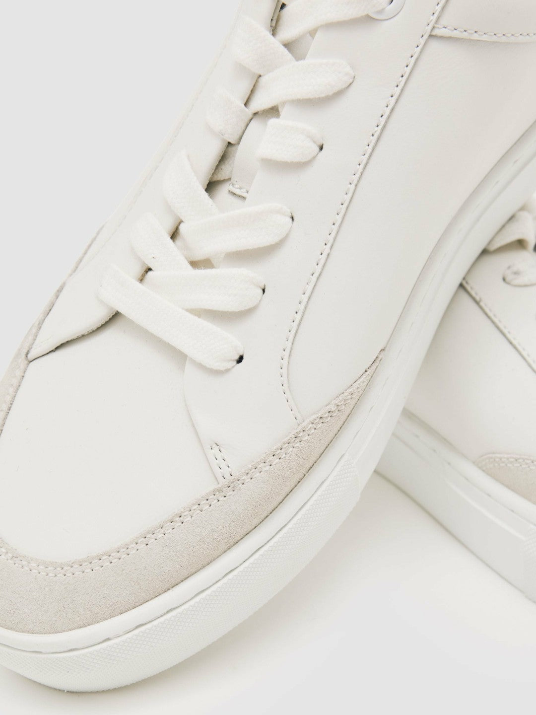 Reiss Bonded-Leather Low-Top Trainers in White