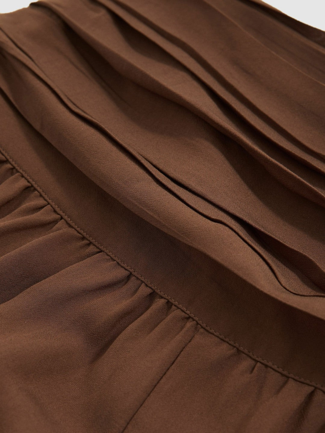 Reiss Lyocell Blend Wide Leg Trousers in Brown