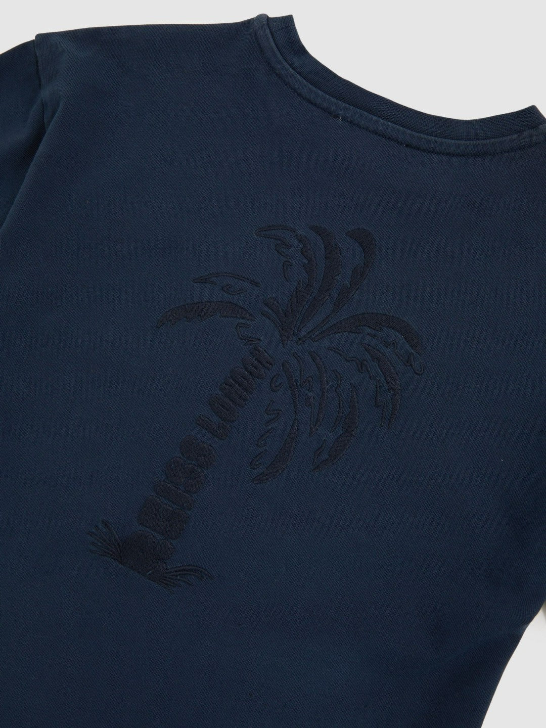 Reiss 9-13 yrs Cotton Palm-Embroidery Oversize T-Shirt in Washed Navy