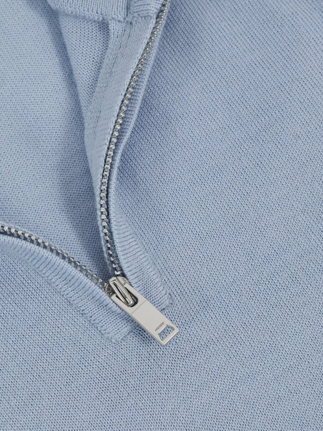 Reiss 3-9 yrs Merino Wool Half-Zip Funnel Neck Jumper in Soft Blue Melange