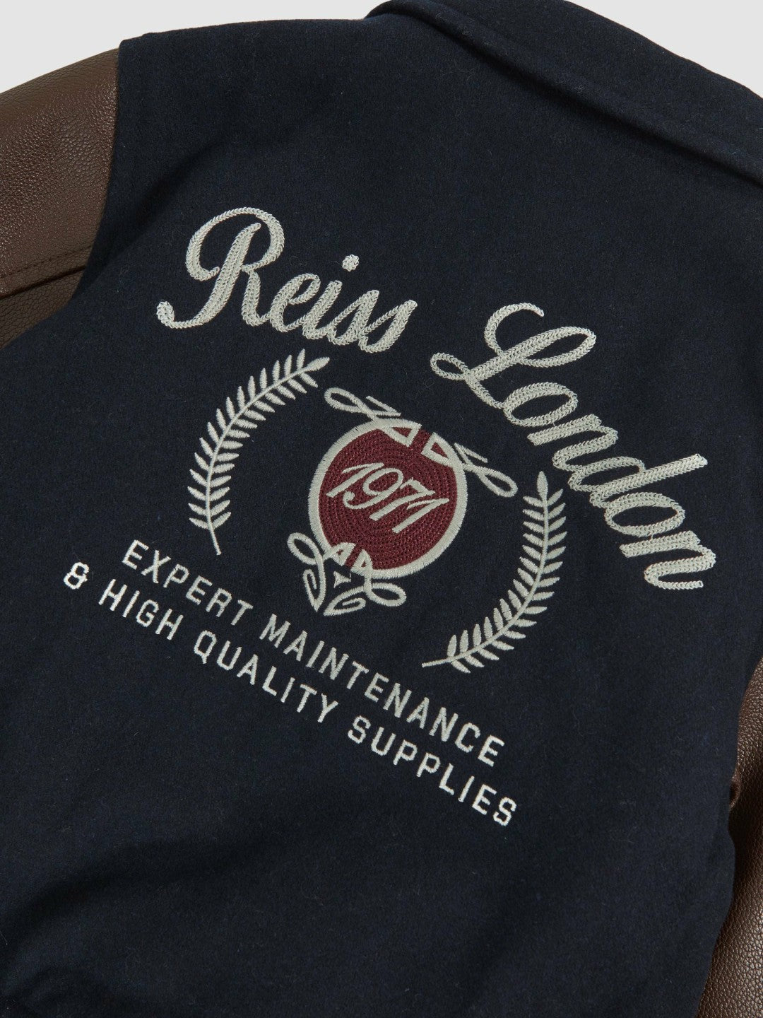 Reiss 9-13 yrs Motor Cars Press-Stud Bomber Jacket in Navy/Brown