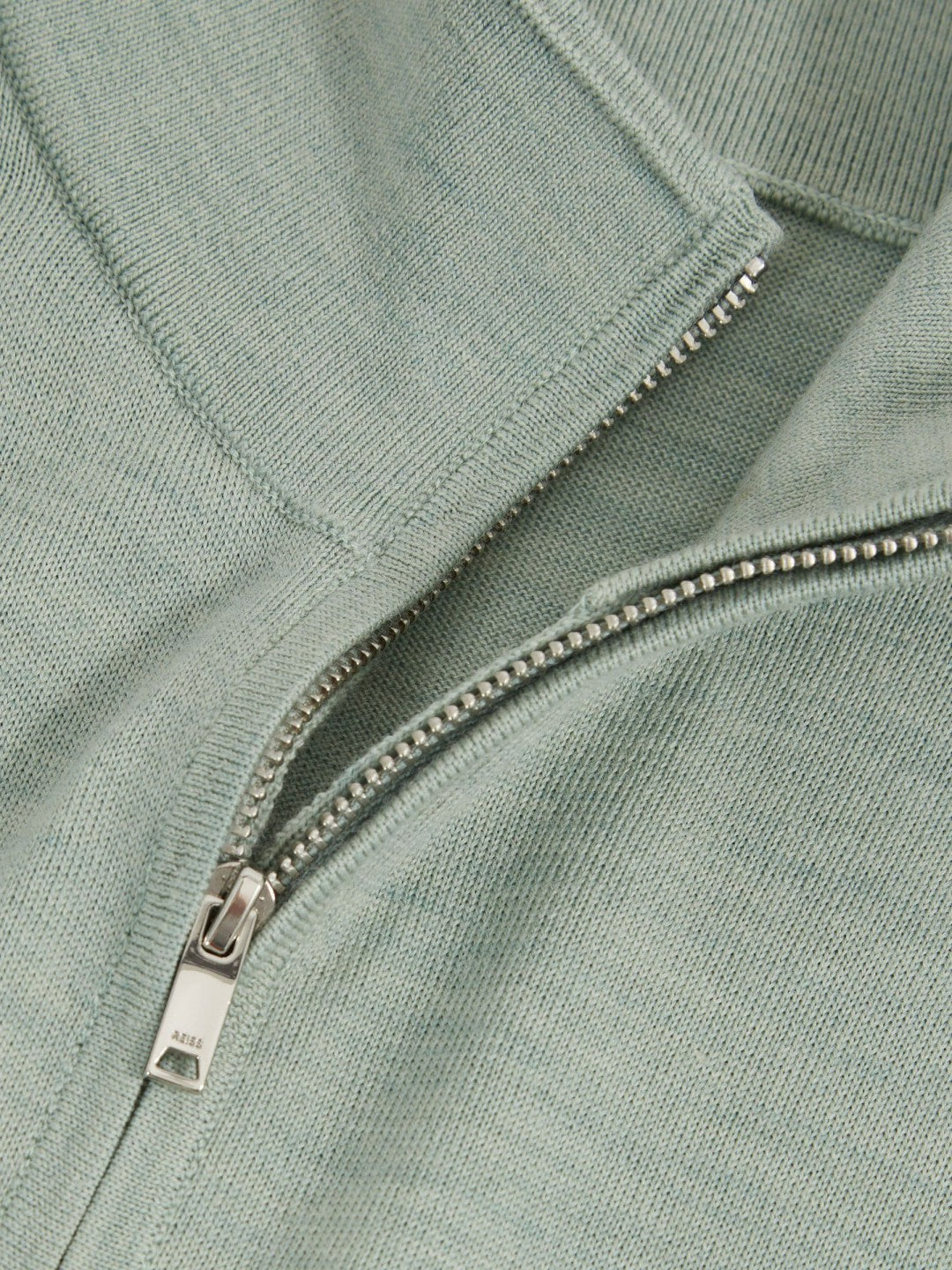 Reiss Merino Wool Half-Zip Jumper in Sage Green Melange
