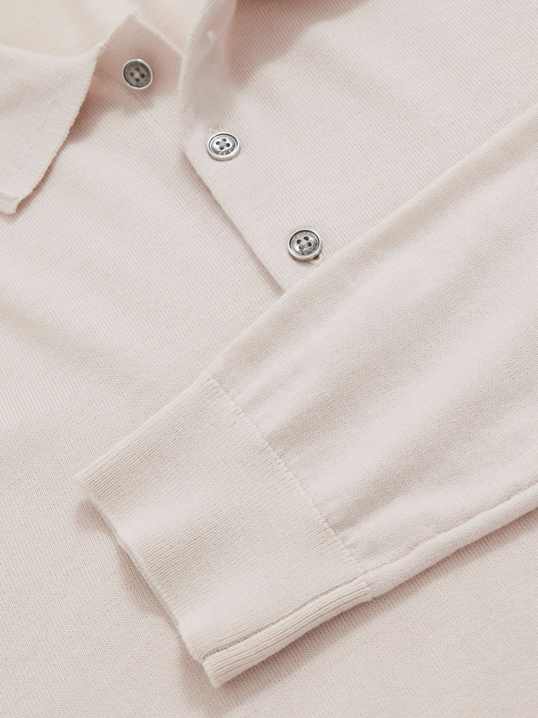 Reiss Merino Wool Long-Sleeve Polo Shirt in Beige