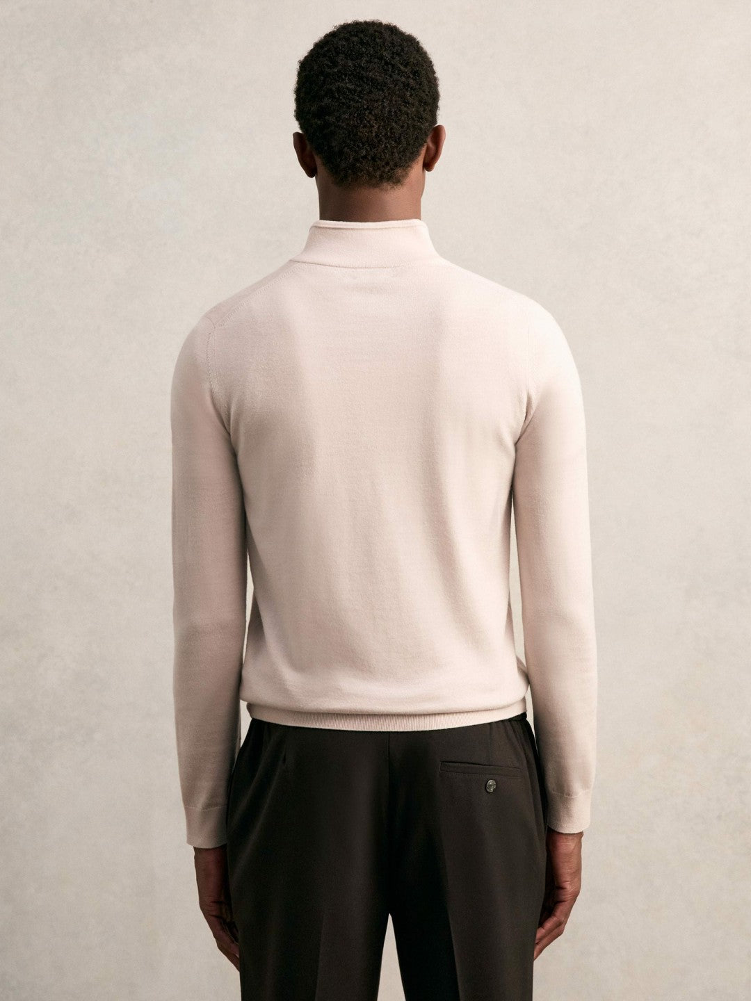 Reiss Merino Wool Half-Zip Jumper in Beige