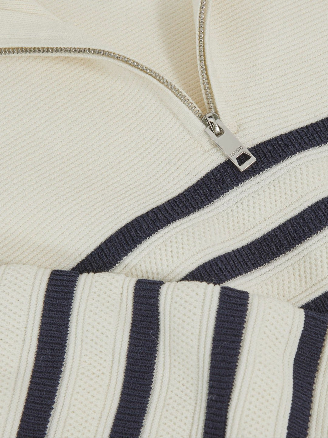 Reiss 9-13 yrs Cotton-Blend Stripe Half-Zip Jumper in White