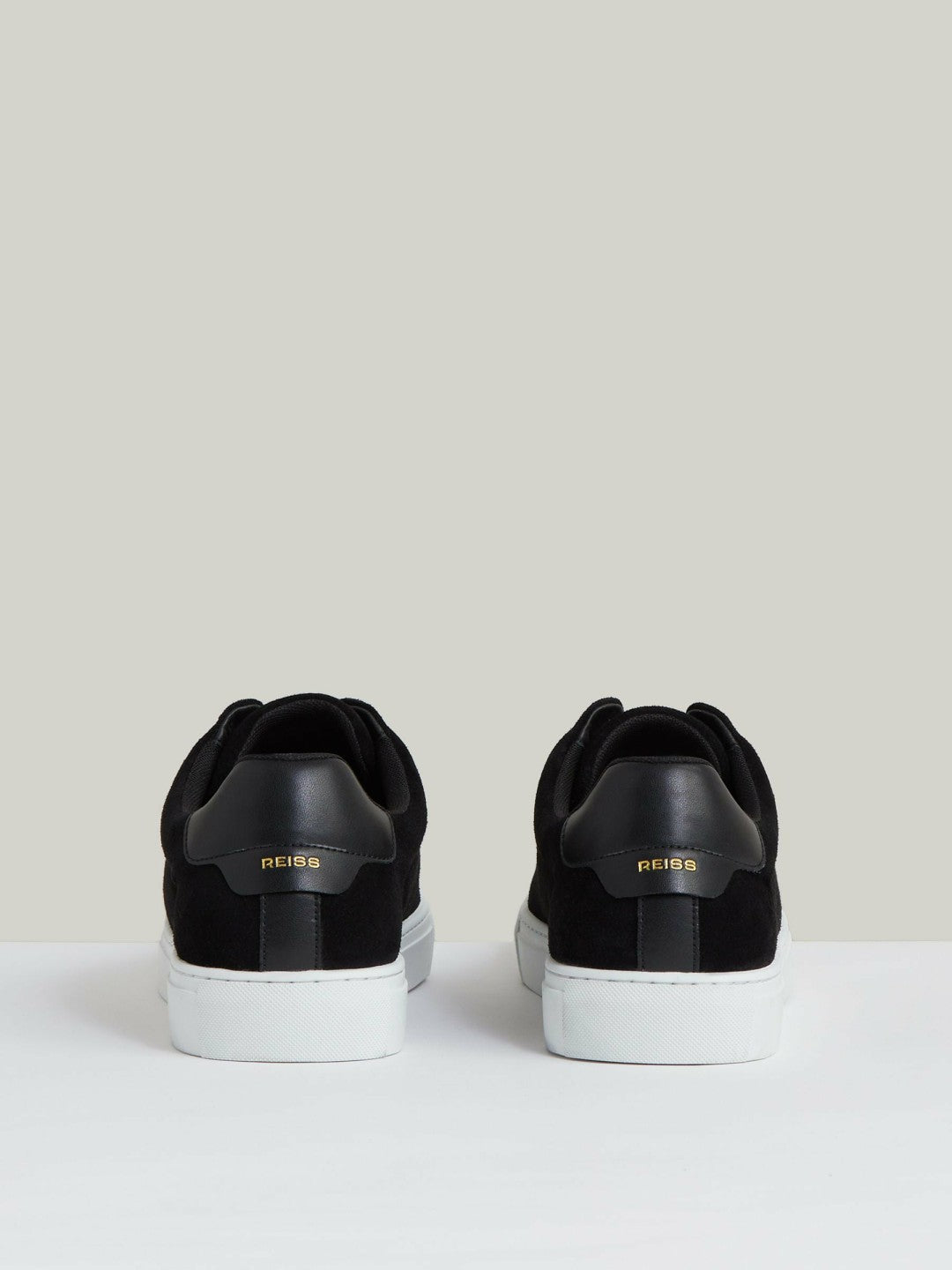 Reiss Suede Slip-On Elasticated Trainers in Black