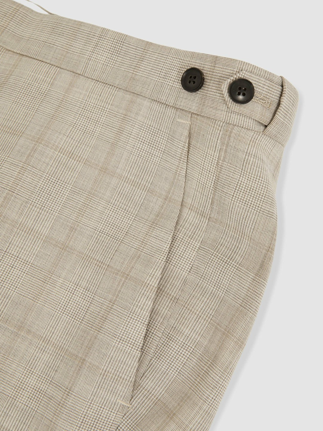 Reiss Slim-Fit Wool Check Suit Trousers in Oatmeal Brown