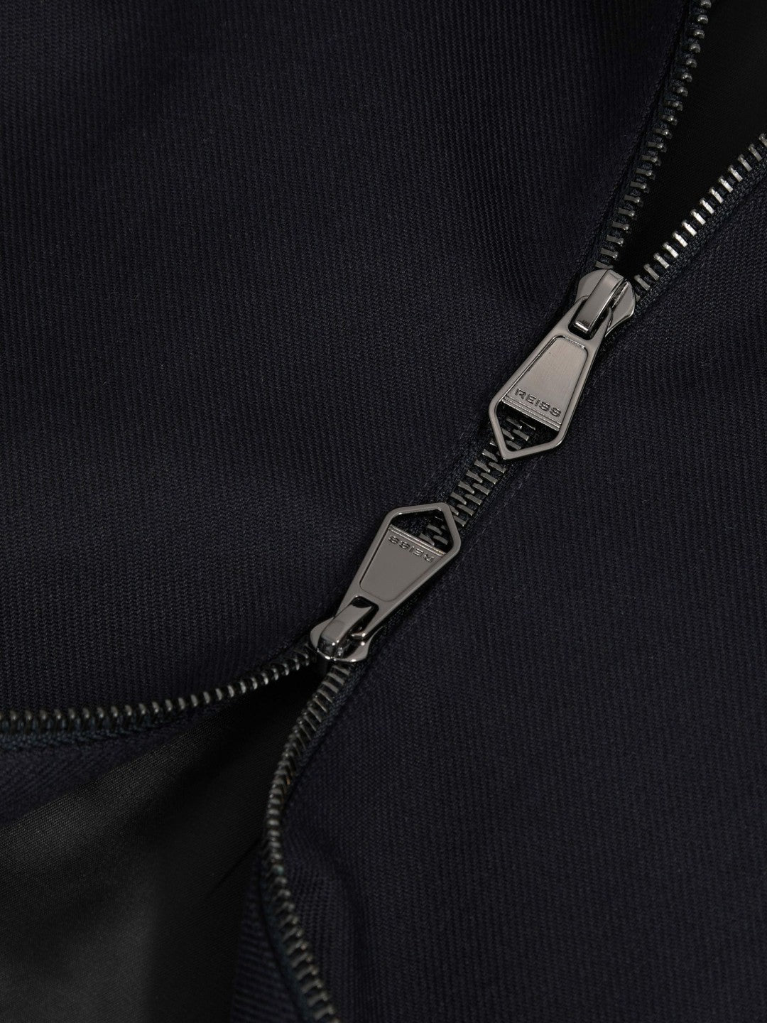Reiss Lyocell-Cotton Zip-Through Twill Jacket in Navy