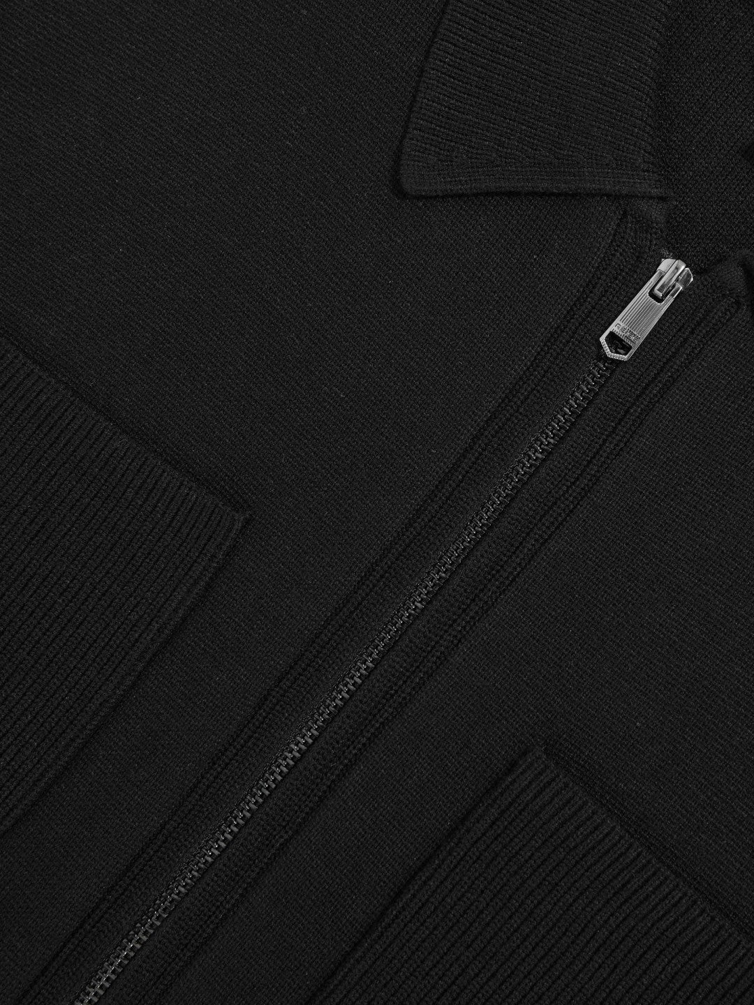 Reiss Four-Pocket Zip-Through Cardigan in Black