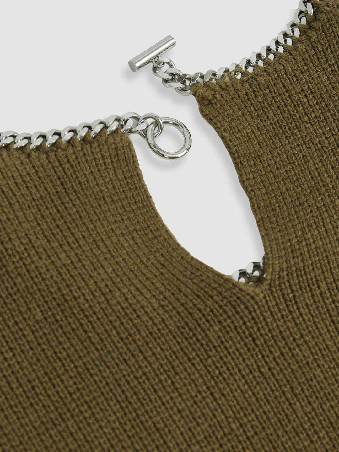 Reiss Wool-Blend Necklace-Trim Jumper with Cashmere in Sage Green
