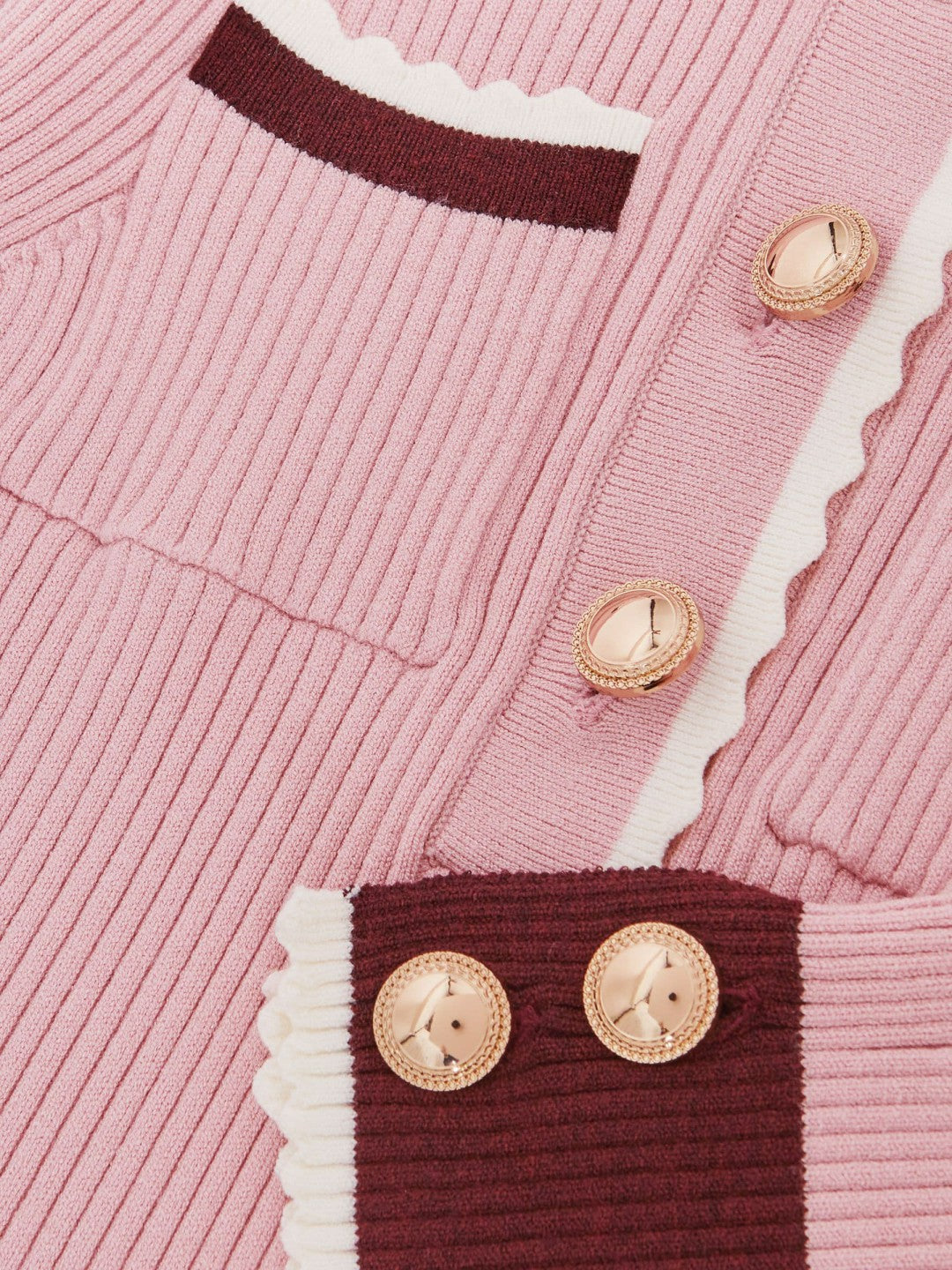 Reiss 3-9 yrs Scallop-Trim Rib-Knit Dress in Pink
