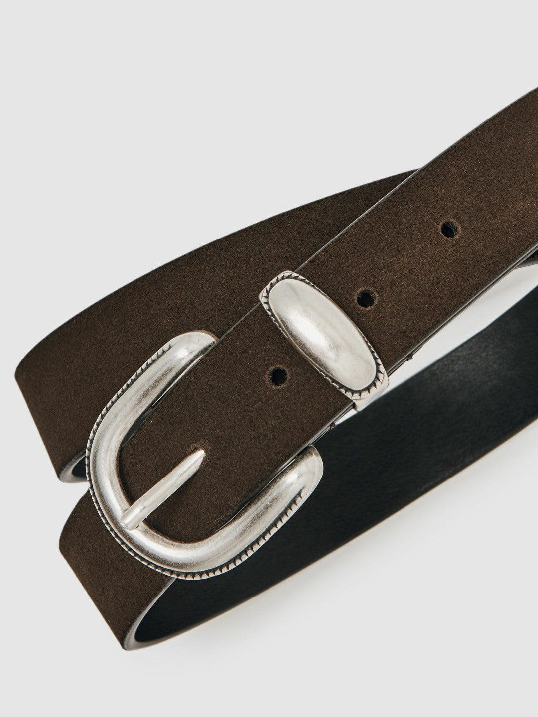 Reiss Suede Western-Style Belt in Dark Brown