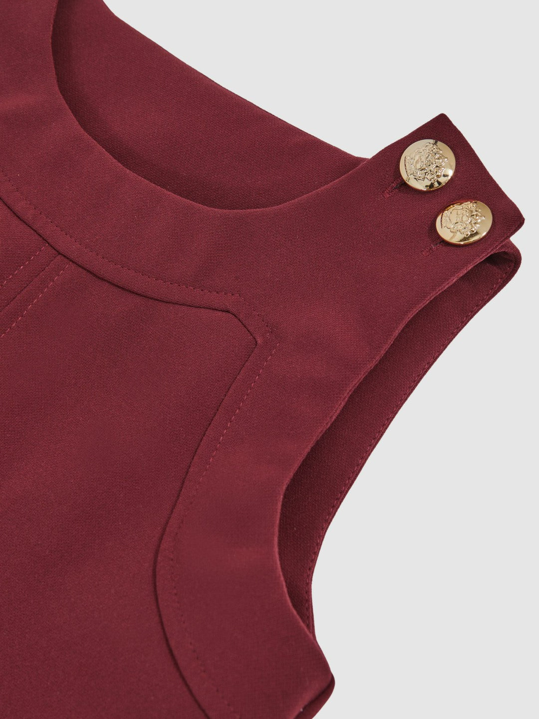 Reiss 9-13 yrs Button-Detail Sleeveless Shift Dress in Berry