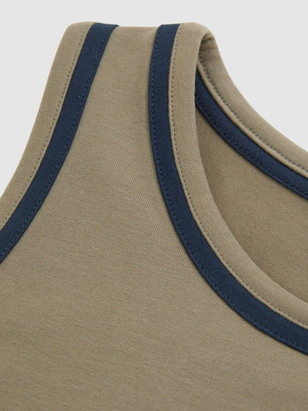 Reiss Stretch-Cotton Jersey Tipped Vest in Khaki Green/Navy