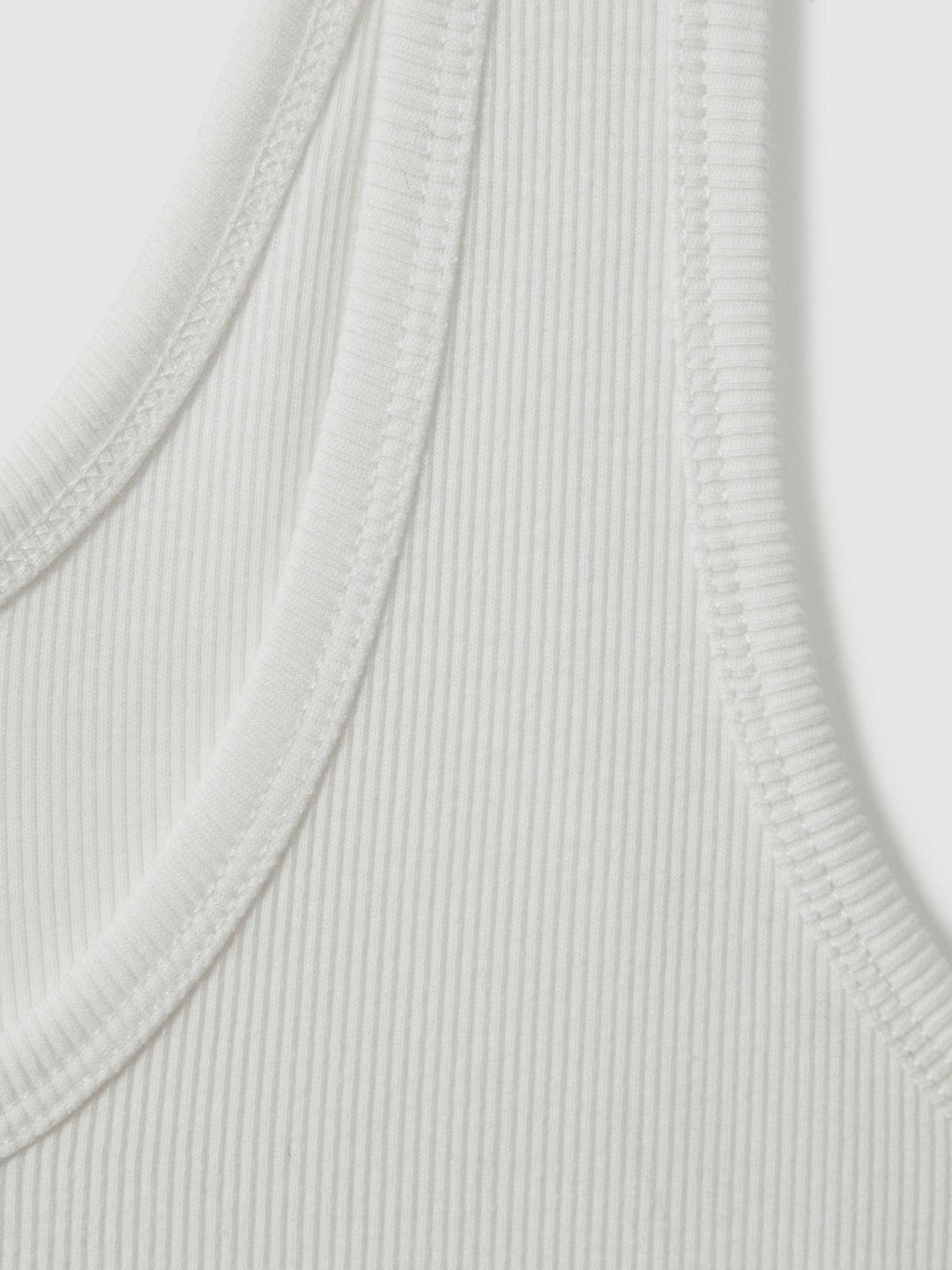 Reiss Stretch-Cotton Ribbed Vest in White