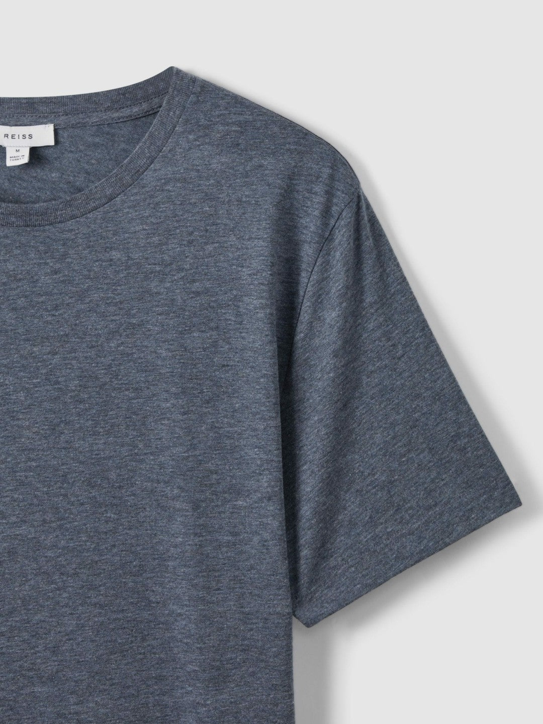 Reiss Cotton Crew Neck T-Shirt in Airforce Blue Melange