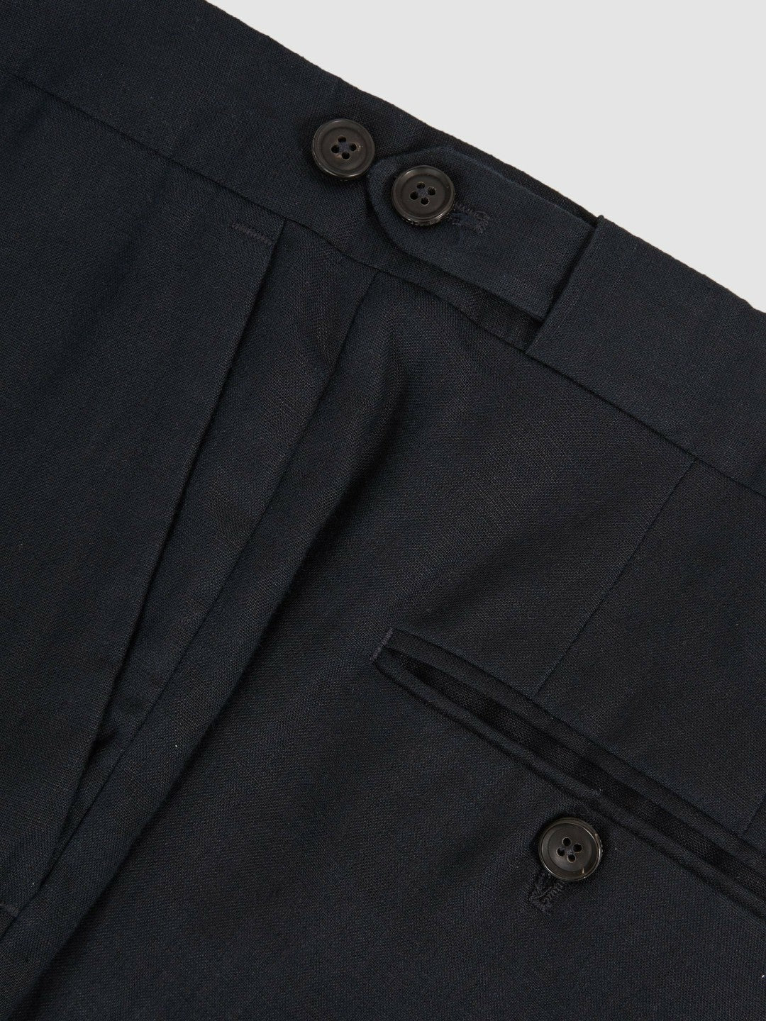 Reiss Slim Fit Linen Adjuster Trousers in Navy