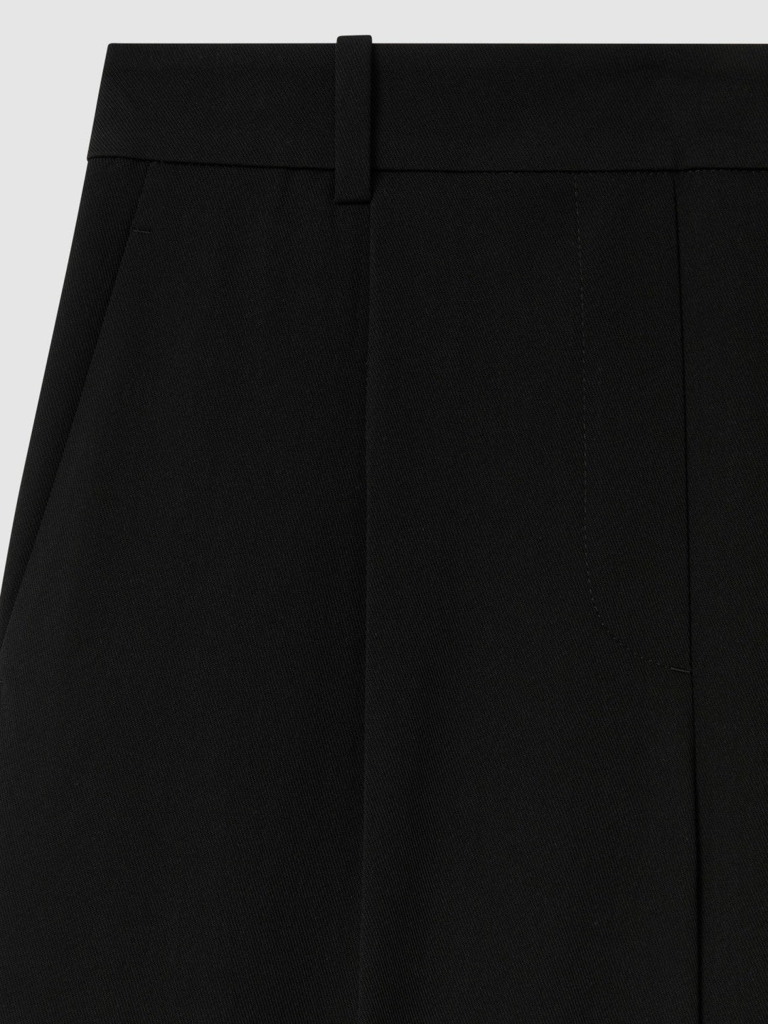 Reiss Petite Half-Elasticated Wide Leg Trousers in Black
