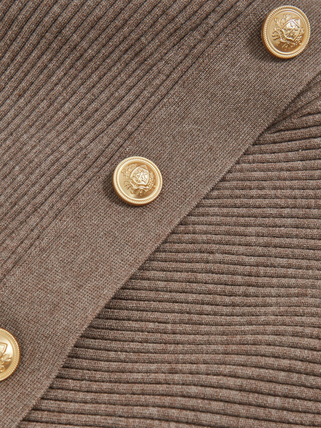 Reiss Rib-Knit Button Shawl Jumper in Taupe
