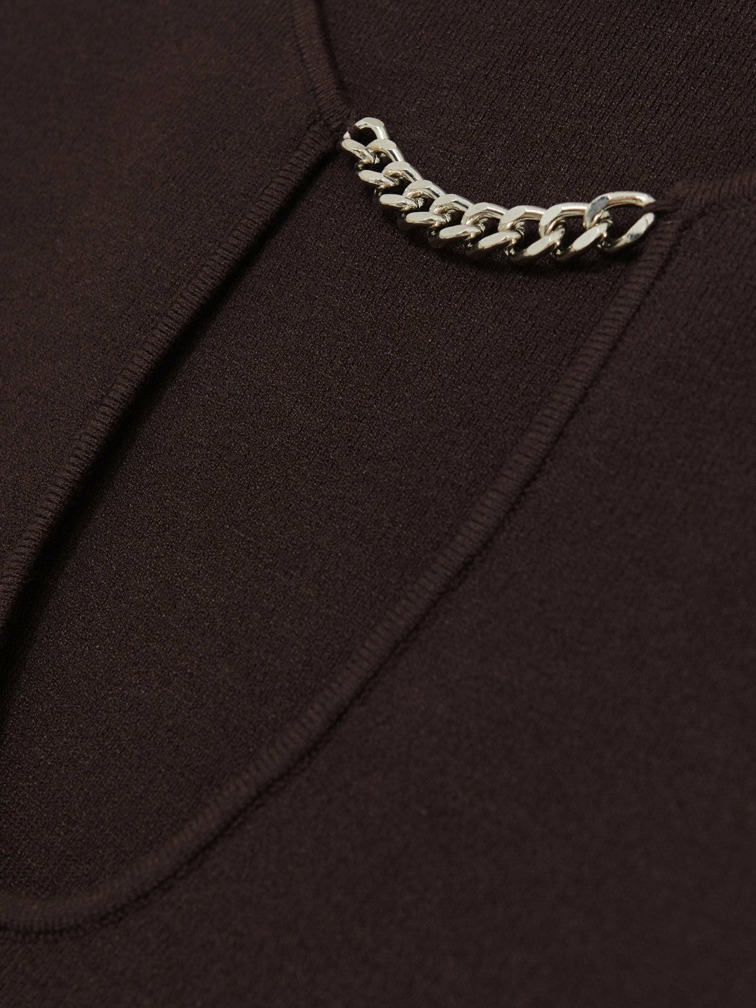 Reiss Chain-Detail Keyhole Knit Top in Plum