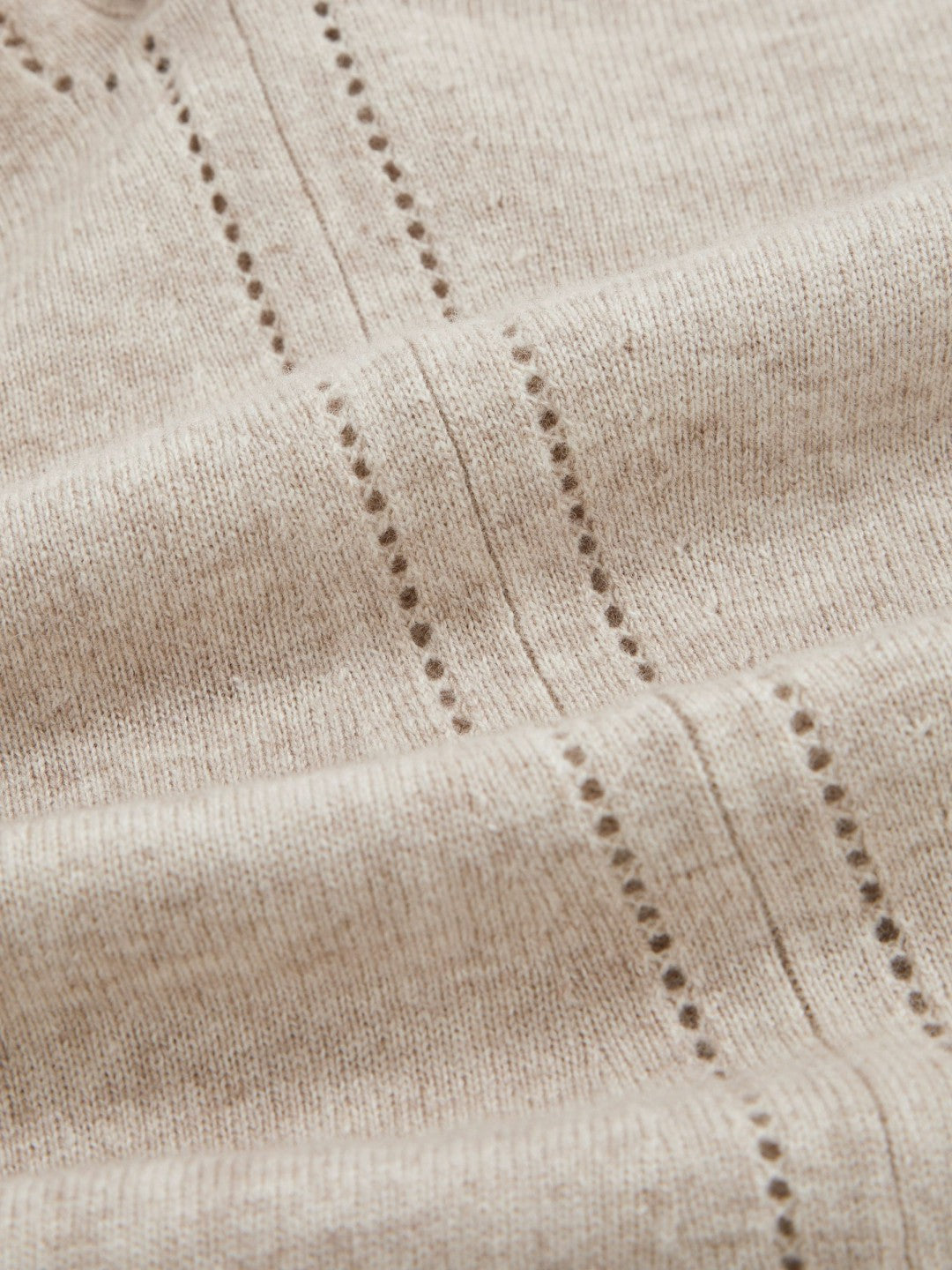 Reiss Wool-Blend Open-Stitch Jumper with Cashmere in Oatmeal Neutral