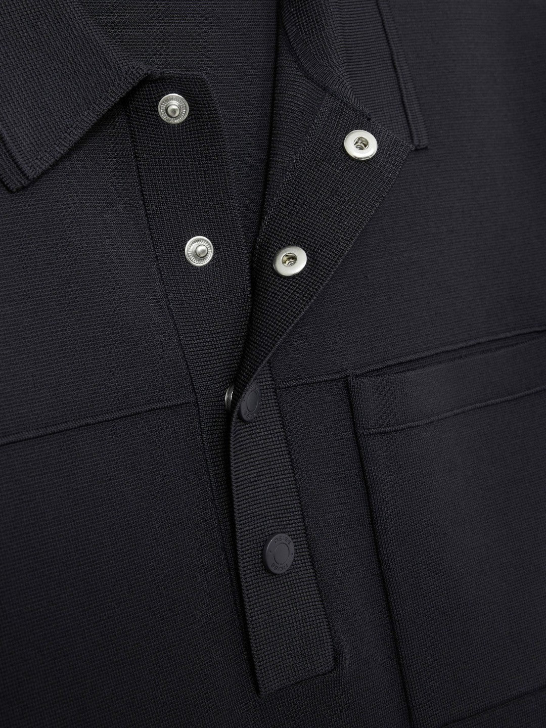 Reiss Press-Stud Seam-Detail Polo Shirt in Navy