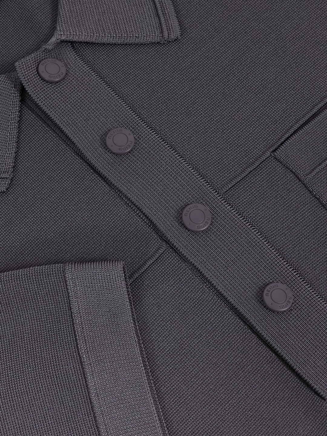Reiss Press-Stud Seam-Detail Polo Shirt in Airforce Blue
